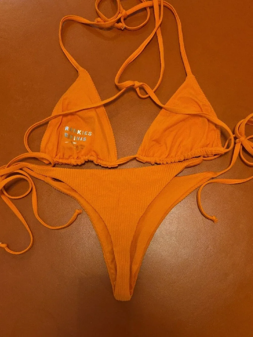 Frankies Sky String Ski Ribbed Triangle Top Marmalade Orange XL